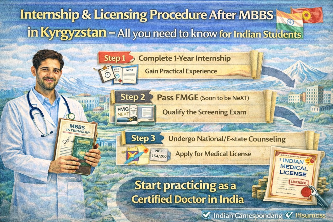 Internship & Licensing Procedure After MBBS in Kyrgyzstan – All you need to know for Indian Students